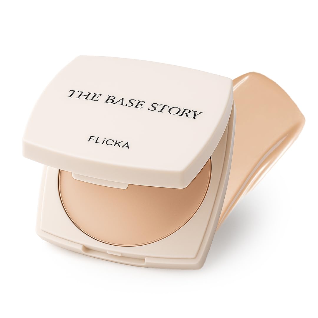 FLiCKA The Base Story Cream Foundation for Face Makeup 8.5gm | Medium to High Coverage | Waterproof & Long Lasting | Smooth & Matte Finish with SPF | All Skin Types | 02 Beige