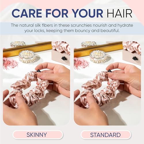 Image of Blissy Silk Scrunchies (3 Pack) - 100% Pure Mulberry Silk - 22 Momme 6A High-Grade Fibers Scrunchie for Straight & Curly Hair (Nicole Miller - Mauve Cheetah, Regular)