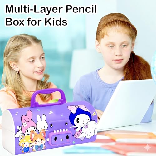 Image of Invite Enterprise Multi-Functional Pencil Box with Double Password Lock, Whiteboard & Marker, Suitcase Style Stationery Organizer for Boys & Girls, Purple