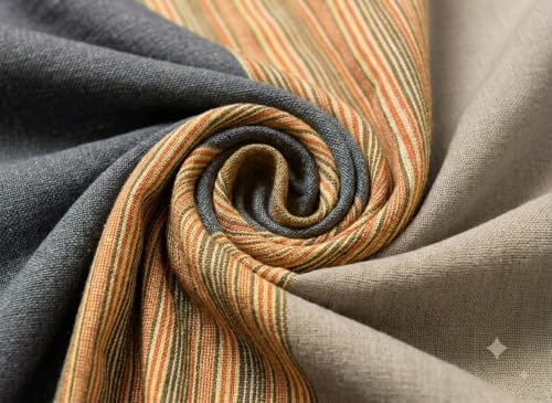 Image of Yaweh Cotton Striped Room Darkening Loop Type Door Curtain- 4 Ft X 6.7 5 Ft Set of 2 Pieces(Beige), Opaque, Tab Top Curtains