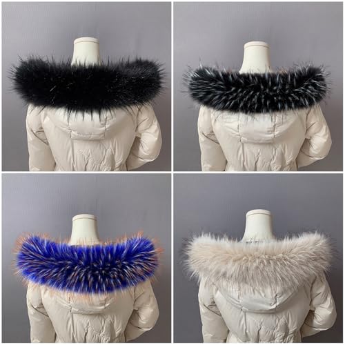 ECYC Faux Fur Collar Scarf, Detachable Collar Shawl Winter Neck Warmer Faux Fur Hood Trim Replacement for Coat Sweater Jacket4