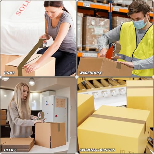 Image of 36 Rolls Brown Packing Tape with Dispenser, 1.88 inch X 120 yd Shipping Tape Bulk, Total 4320 yards, 2.6 mil, 3 inch Core, Tan Packing Tape Refills, Carton Sealing Tape for Moving Boxes, Package, Mailing