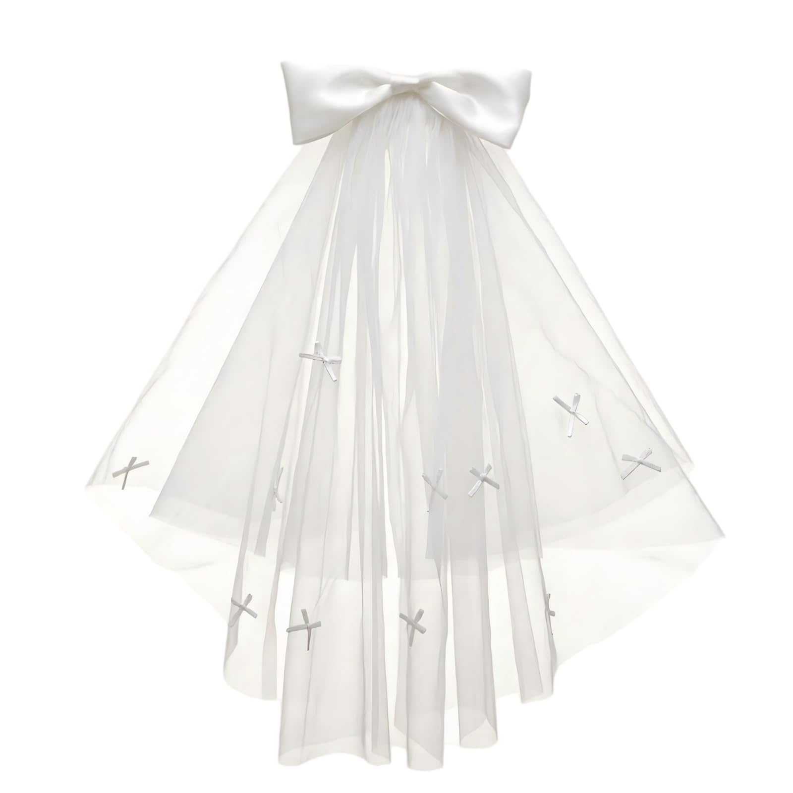 Retwot White Bride To Be Veil With Butterfly Bow - Clip Design Wedding Headpiece For Hens Party & Bachelorette - Easy To Wear Tulle Bridal Accessory (55Cm)