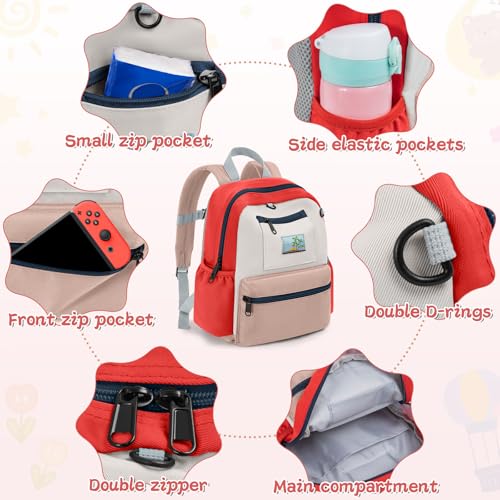 Image of Toddler Backpack for Boys & Girls 1-3 Years, 10.5 Inch Lightweight Kids Bookbag, Preschool Backpack for Kindergarten, Daycare, Travel, Durable Small Child School Bag, Beige