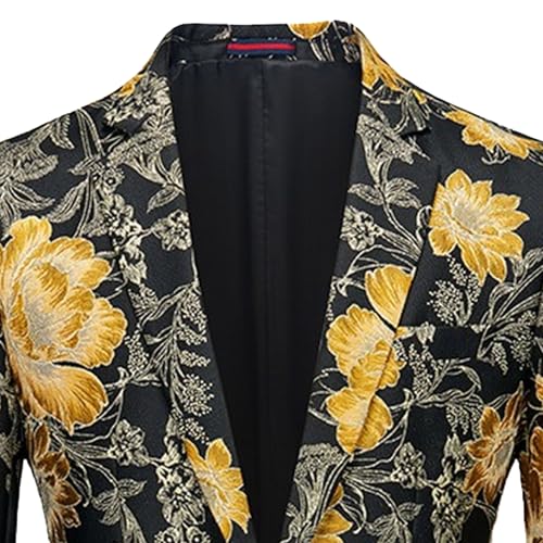 Men's Floral Print Stylish Blazer Business One-Button Suit Jacket Banquet Casual Performance Sport Coat2