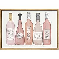 SIGNWIN Framed Canvas Print Wall Art Thick Pink Wine Bottle Collection Geometric Line Illustrations Modern Art Mid-Century Colorful Warm for Living Room, Bedroom, Office - 16