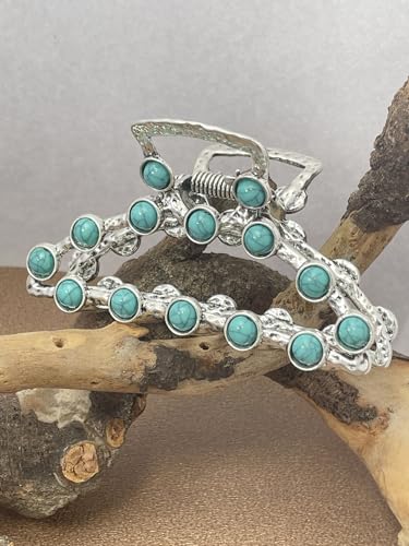 Bijoux de tête cowgirl en métal argenté avec pierres bleues