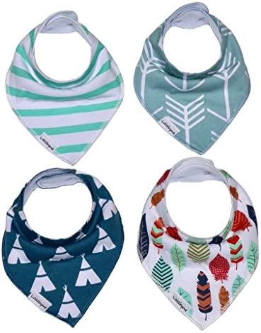 Baby Bandana Bibs by Lalabyme, 4-pack Gift Set for Drooling and Teething Baby, 100% Organic Cotton Hypoallergenic, Super soft and Absorbent - for Boys and Girls