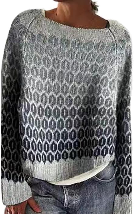 Fair Isle Sweater Women Plus Size Vintage Long Sleeve Crewneck Sweater Fair Isle Knit Pullover Sweater Tops S-4XL Fair Isle Sweater Women Plus Size Vintage Long Sleeve Crewneck Sweater Fair Isle Knit Pullover Sweater Tops S-4XL