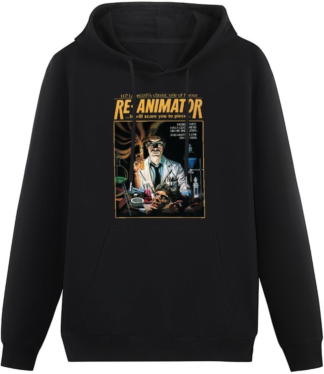 Caipiao Unisex Black Re-Animator Mens Hoody Fantasy Horror 1970'S Film Movie Size Xl