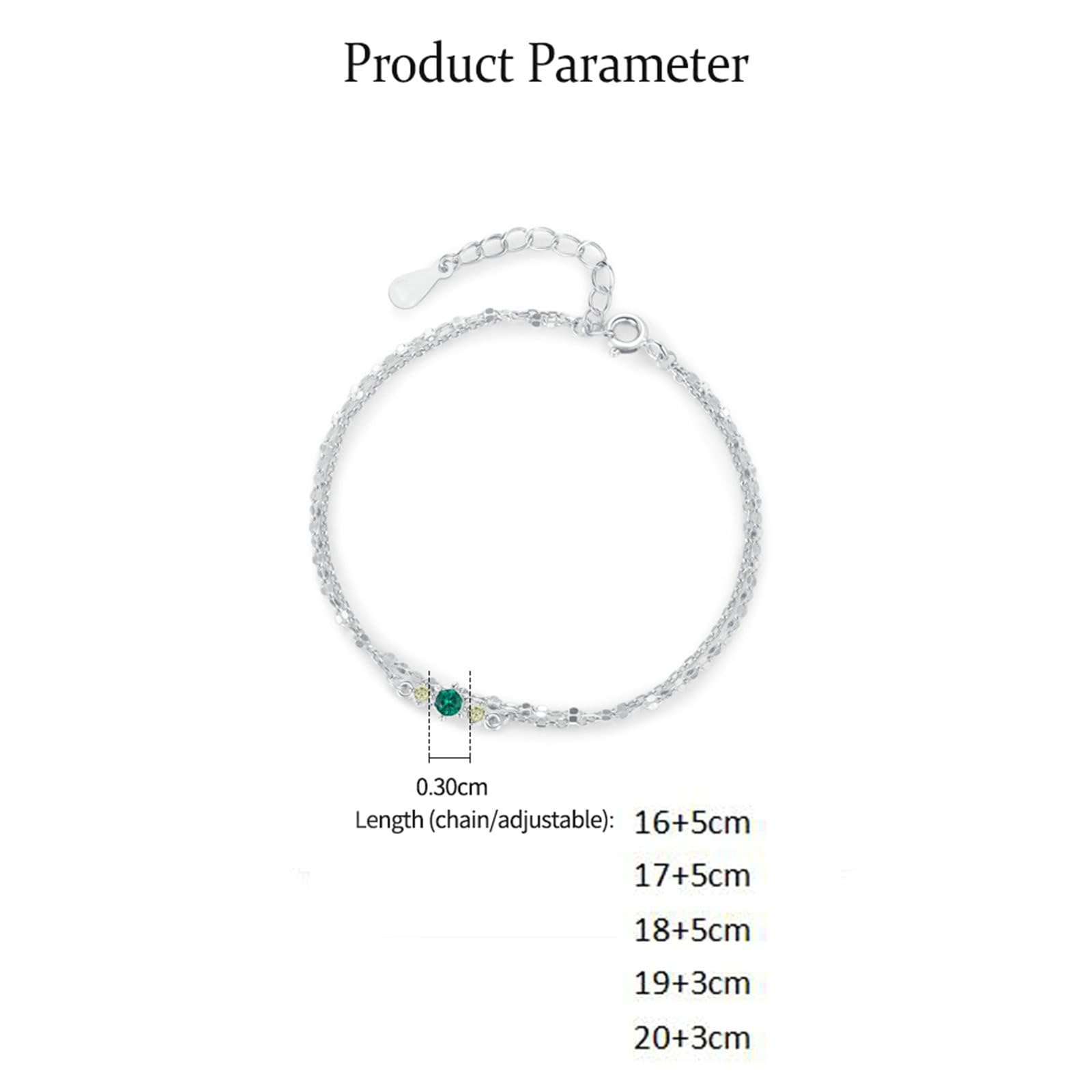 KnSam Pulseras de oro auténtico de 9 K/14 K/18 K, pulseras de doble capa con cadena de laboratorio creado en laboratorio verde esmeralda brazalete blanco oro Au 375/585/750