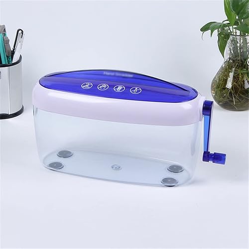 LUKEO - Trituradora de papel pequeña hecha a mano para documentos de oficina trituradora manual de papel A4 color azul tamaño 10827 x 4843 x 6024in