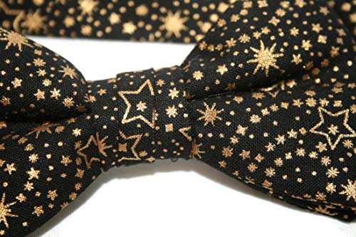 Holiday Bow Ties Mens Pretied Bow Tie With Metallic Stars, Men’s, Black Gold (Mens) #TOP1
