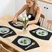 Homaxy Round Table Placemats Set of 6, Washable Wedge Shaped Faux Leather Table Mats, Wipeable Kitchen Dinner Place Mats for Indoor Outdoor, Black