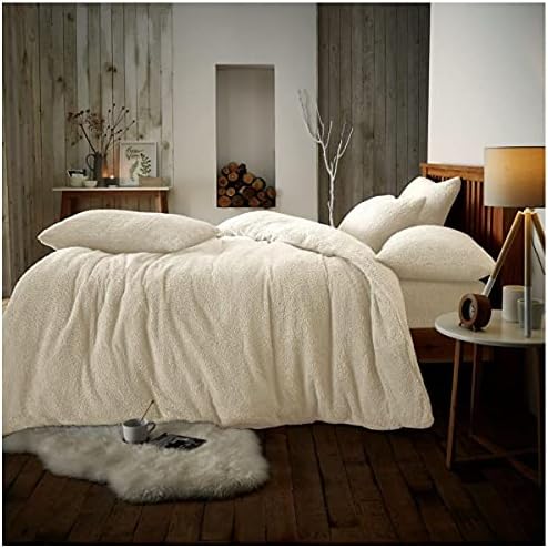 GC GAVENO CAVAILIA Teddy Fleece Double Duvet Set With Pillowcases, Thermal Warm & Cosy Super Soft Fluffy Bear Bedding, Charcoal