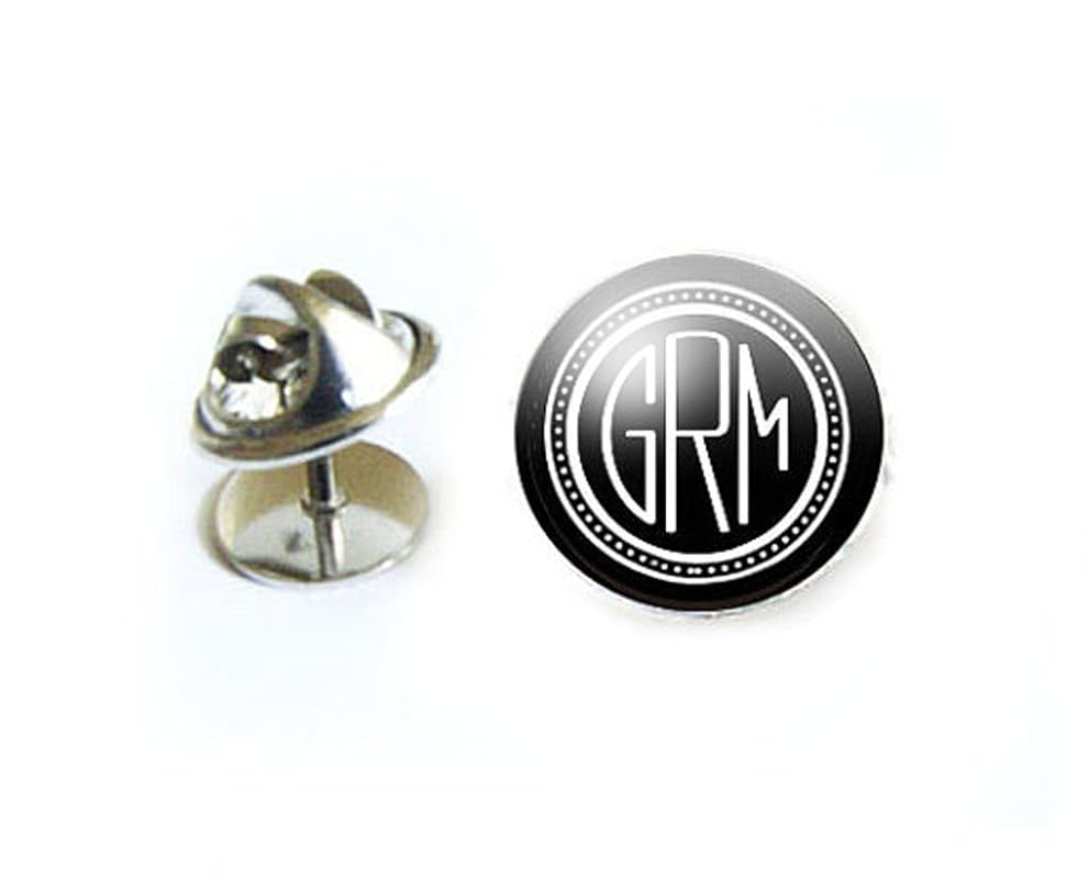 Monogram Tie Tack, Personalized Tie Pin Handmade Products
