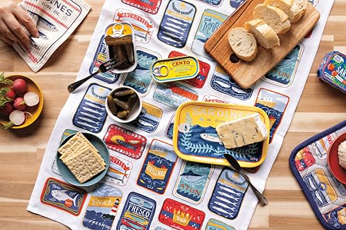 Image of Now Designs by Danica Kitchen Cloth Del Mar Printed Dishtowel - 100% Cotton, Blue