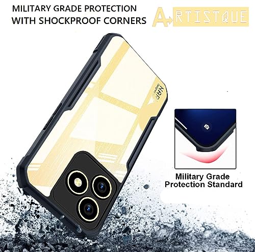 Image of A rtistque Clear Hard Transparent Acrylic Armor Anti-Drop Shockproof TPU Edge Back Cover Case for Realme Narzo N53 - Black