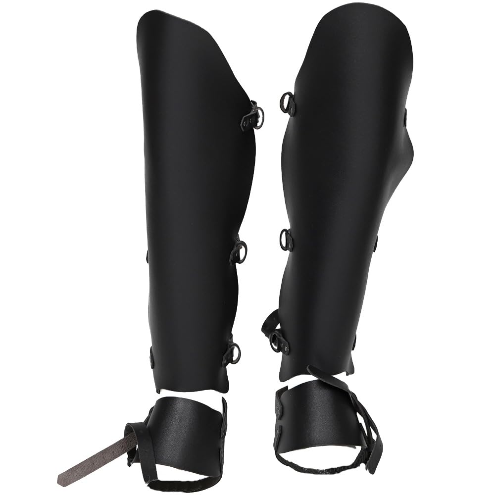 Couvre-Bottes Médiéval Pirate - Guêtres Simili Cuir Noir Réglables Pour Cosplay Et Halloween
