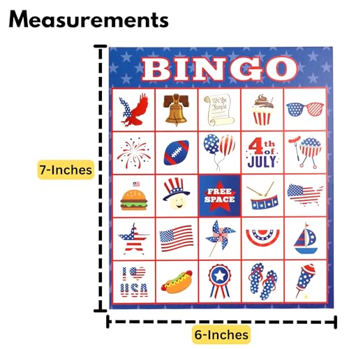 Iconikal 32 Player Bingo Game Set, Patriotic 4th of July Games with Extra Pinning Game
