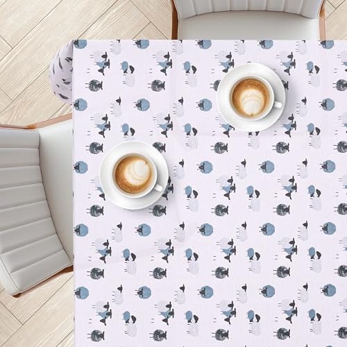 KP HOME Nappe Rectangulaire en PVC Grise – Imprimé De Moutons Ludiques pour Enfants – Taille...