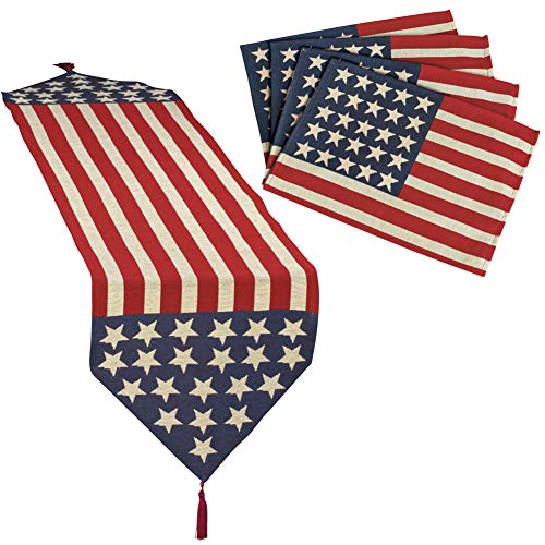 Collections Etc Americana Tapestry Table Linen Set