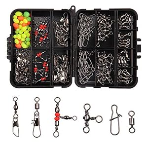 Shaddock 140 pièces de pêche Wibel Kit Inclus Roulement à billes Tourbillons Snap Baril Triple Verrouillage de pêche…