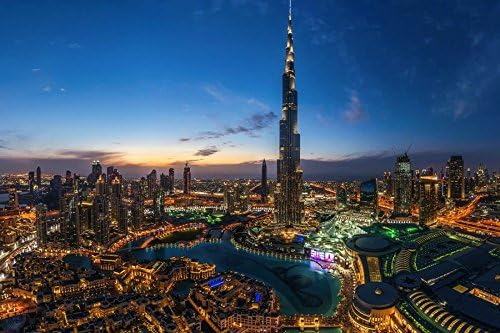 Rocament 24x16 Inches Wall-Canvas Stickers Poster - Dubai Burj Khalifa - Wall Art Prints For Home Decoration