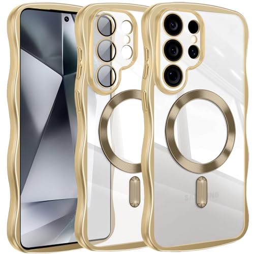 Coque Samsung S24 Ultra MagSafe transparente et antichoc dorée