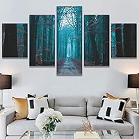 SIGNWIN 5 Panel Canvas Wall Art Fall Forest for Home Decorations Ready to Hang - 60