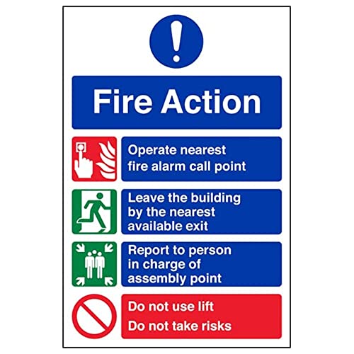 Fire Action - Prohibition/Safe Lifts - 200 X 300mm Restickable Safety Sign, White, 200mm X 300mm