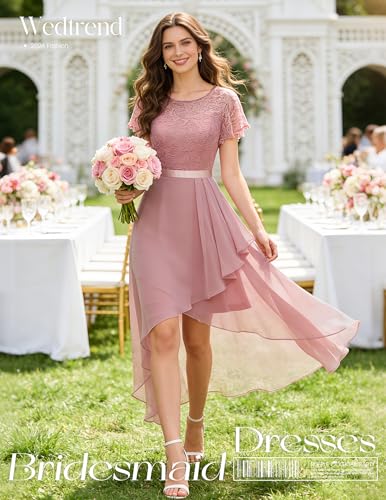 Image of Wedtrend Women's Formal Wedding Guest Dress Ruffle Bridesmaid Dress Flutter Sleeve Prom Dresses for Teens