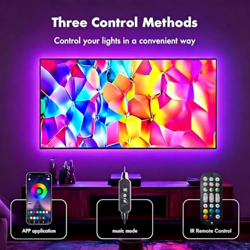 Image of LED Lights for TV,RGB TV Backlight Behind,16.4ft LED Lights for 45-75 Inch TVs,Music Sync Bluetooth APP & Remote Control USB Powered Strip Lights for Bedroom Xmas Home Decor