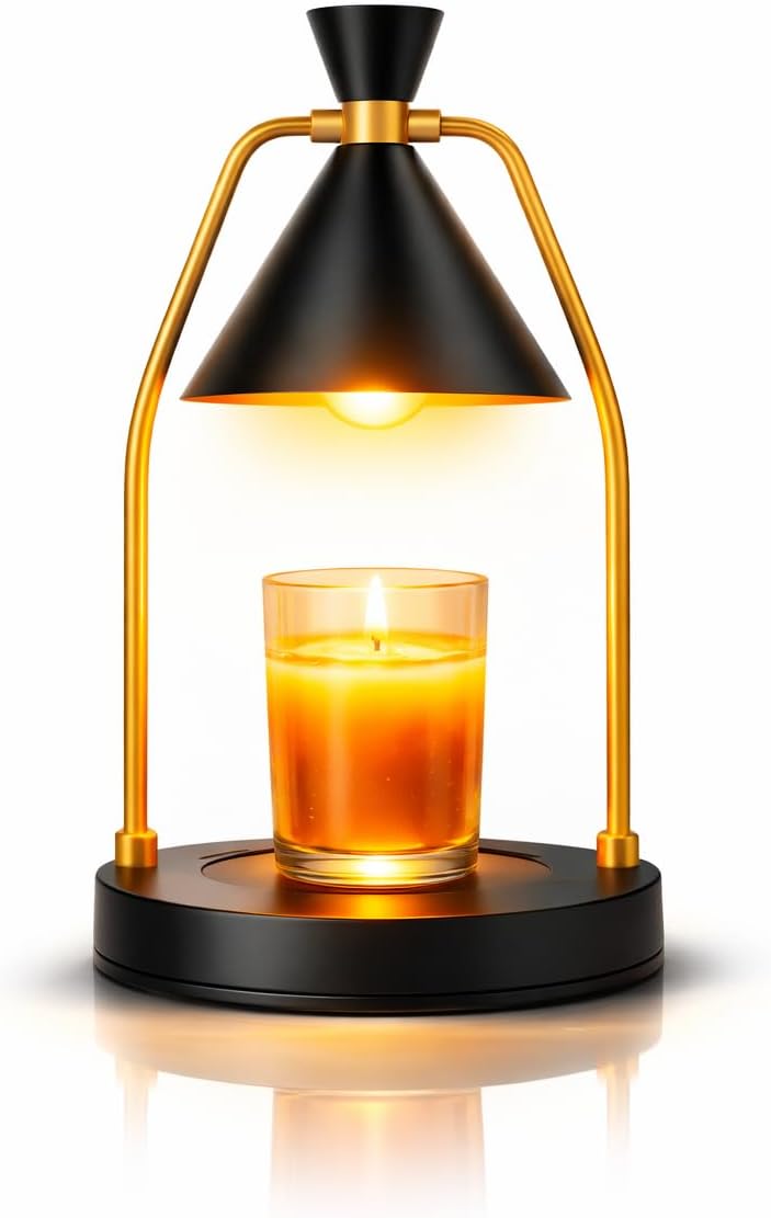 MIGHTY T Candle Warmer Lamp with Timer & Dimmer – Flameless Candle Lamp for Jar Candles – Adjustable Brightness – Safe Home Fragrance Warmer for Bedroom & Living Room