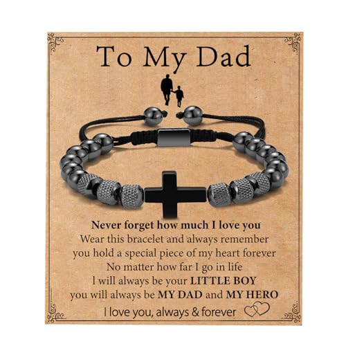 Image of Cross Bracelet for Boys Teens, Adjustable Obsidian Beads Bracelets Christian Religious Jewelry Gifts for Teen Teenage Boys