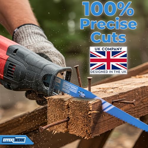 EffektWerk - Reciprocating Saw Blade Set - 10 Pieces - Heavy-Duty HCS Steel Sabre Saw Blades for Wood, Metal & Plastic - 6/10/14/18 TPI 7 EffektWerk - Reciprocating Saw Blade Set - 10 Pieces - Heavy-Duty HCS Steel Sabre Saw Blades for Wood, Metal & Plastic - 6/10/14/18 TPI - Image 7