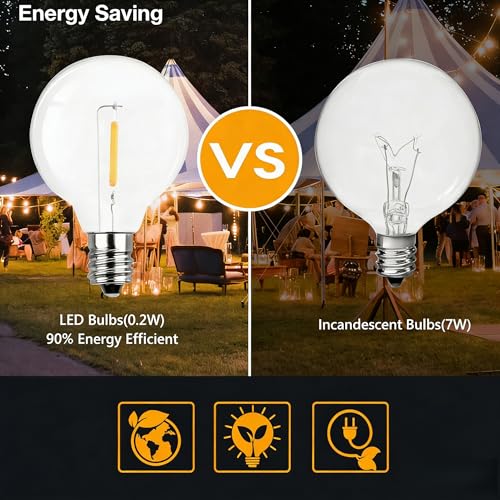 LED Lichterkette Außen, GPATIO 30M Lichterkette außen strom mit 50+2 Stk. Warmweiße G40 Glühbirnen Plastik, IP45 Wasserdicht Innen/ Außen Lichterketten für Garten, Terrasse, Hochzeiten, Partys 5