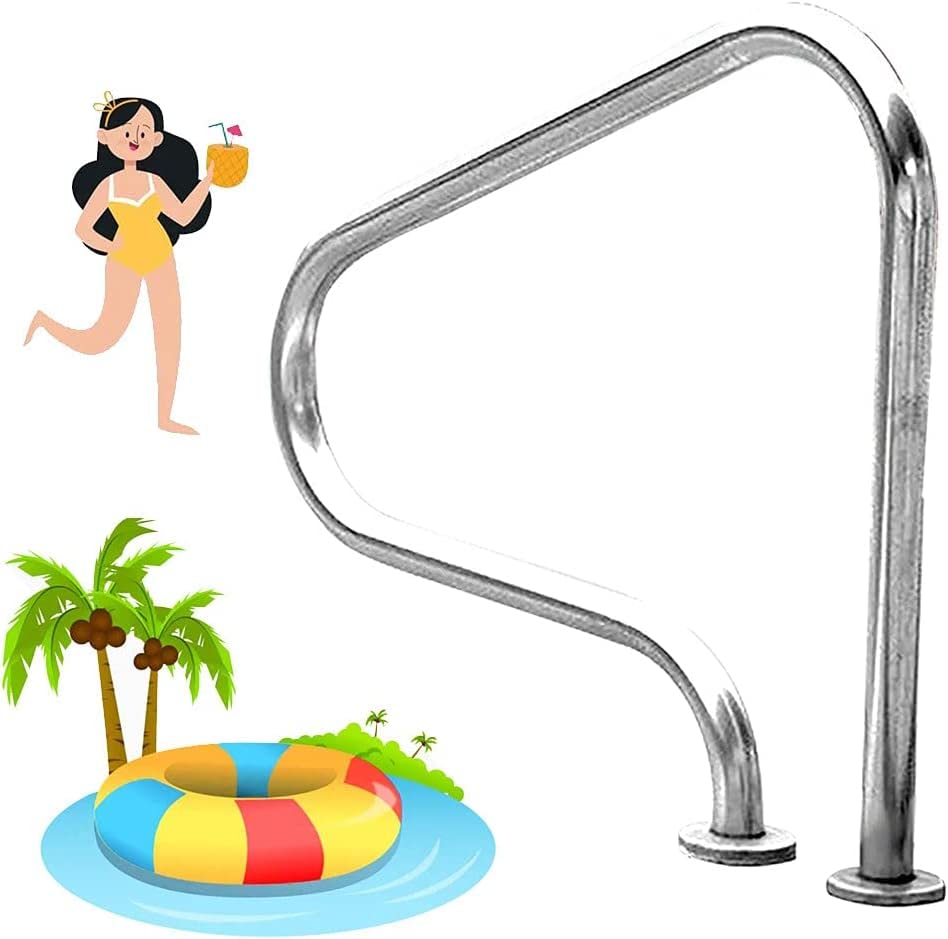 Barandal para piscina de acero inoxidable con accesorios miniatura 1