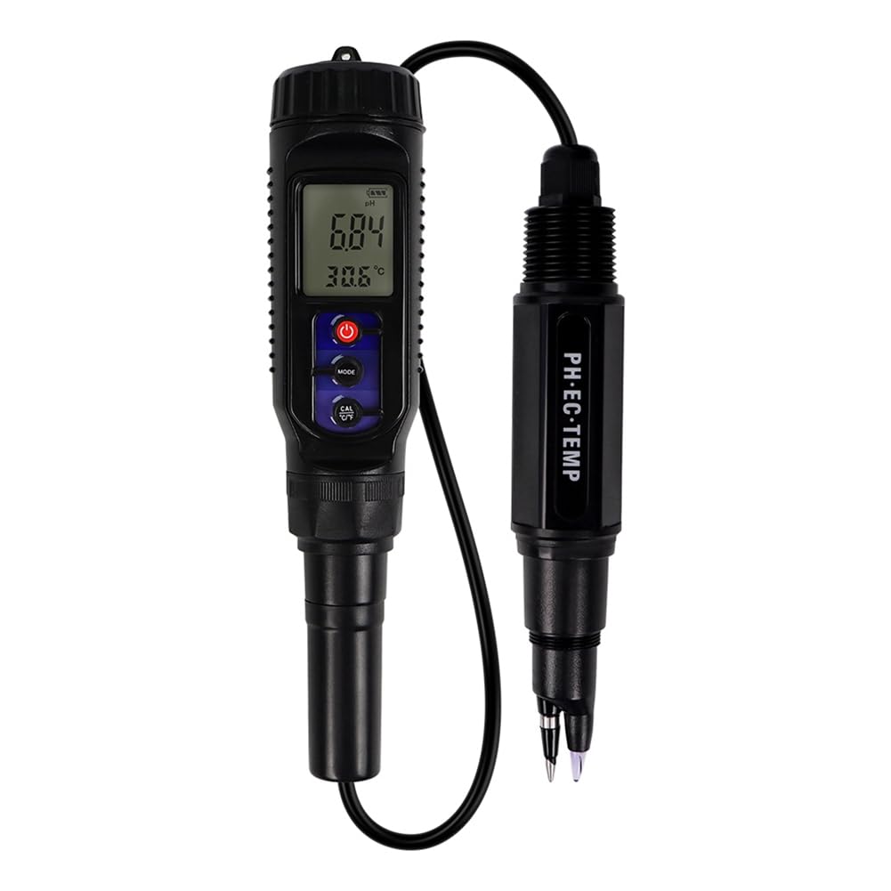 Vjsujehgy Water Soil Quality Tester Digital PH/EC/Temp Meter Multi-Function Testing PH Meter for Aquariums Pools Dough