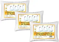Kit 3 Travesseiro Pluma de Ganso 50x70cm - Branco