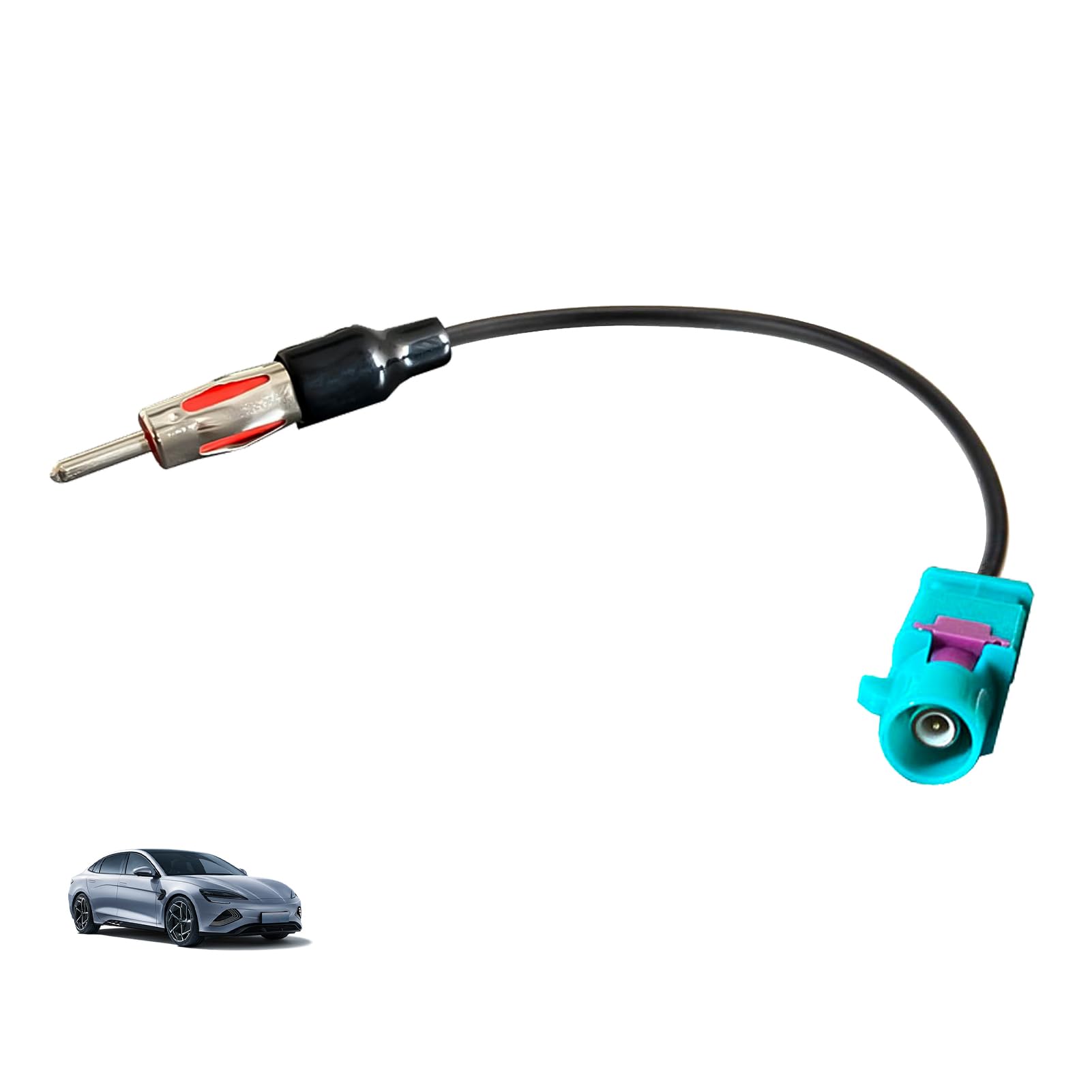 Adattatore Antenna Autoradio, Connettore Fakra Z Maschio a DIN Maschio per Spinotto Autoradio, Connettore Coassiale RG174 per Collegamento Antenna FM AM DAB GPS, Compatibile con Sistemi Infotainment