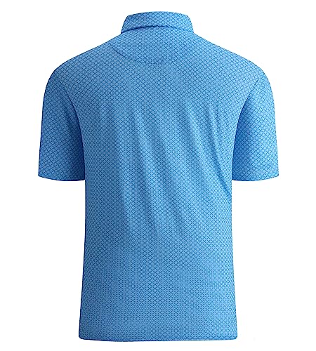 Alex Vando Mens Golf Shirt Moisture Wicking Quick-Dry Print Performance Polo Shirts for Men