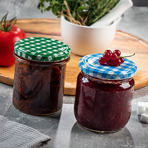 KADAX 50er Set Schraubdeckel TO66 ⌀ 66mm Grün Kariert – Twist-Off Ersatzdeckel für 235-900ml Einmach- & Marmeladengläser… – Ansicht 5