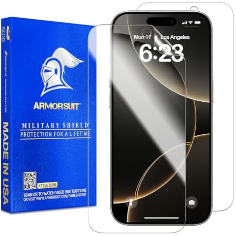 ArmorSuit 2 Pack for iPhone 16 Pro Screen Protector Case Friendly MilitaryShield HD Clear Film - Made in USA Cover