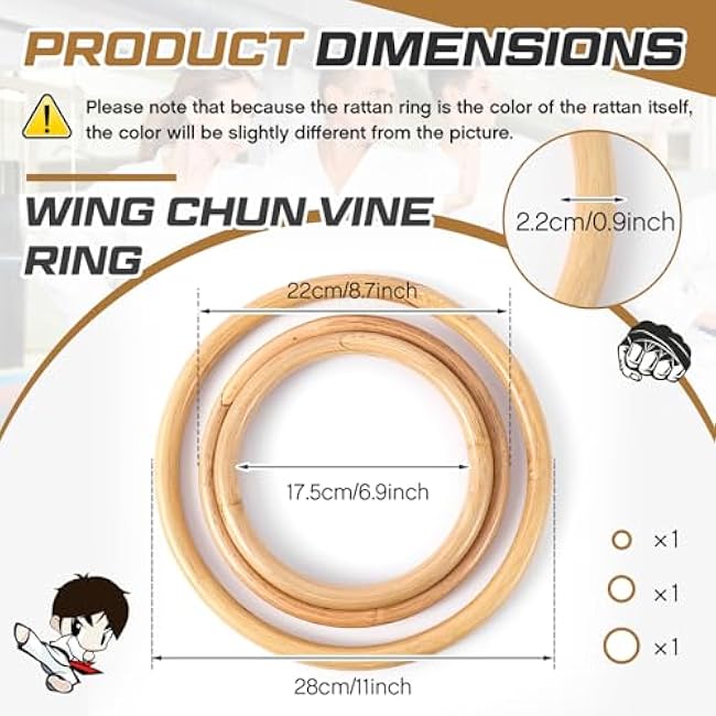 3 Pcs Kung Fu Ring Wing Chun 7, 9, 11 Inches Wing Chun Training Equipment for Training Kung Fu