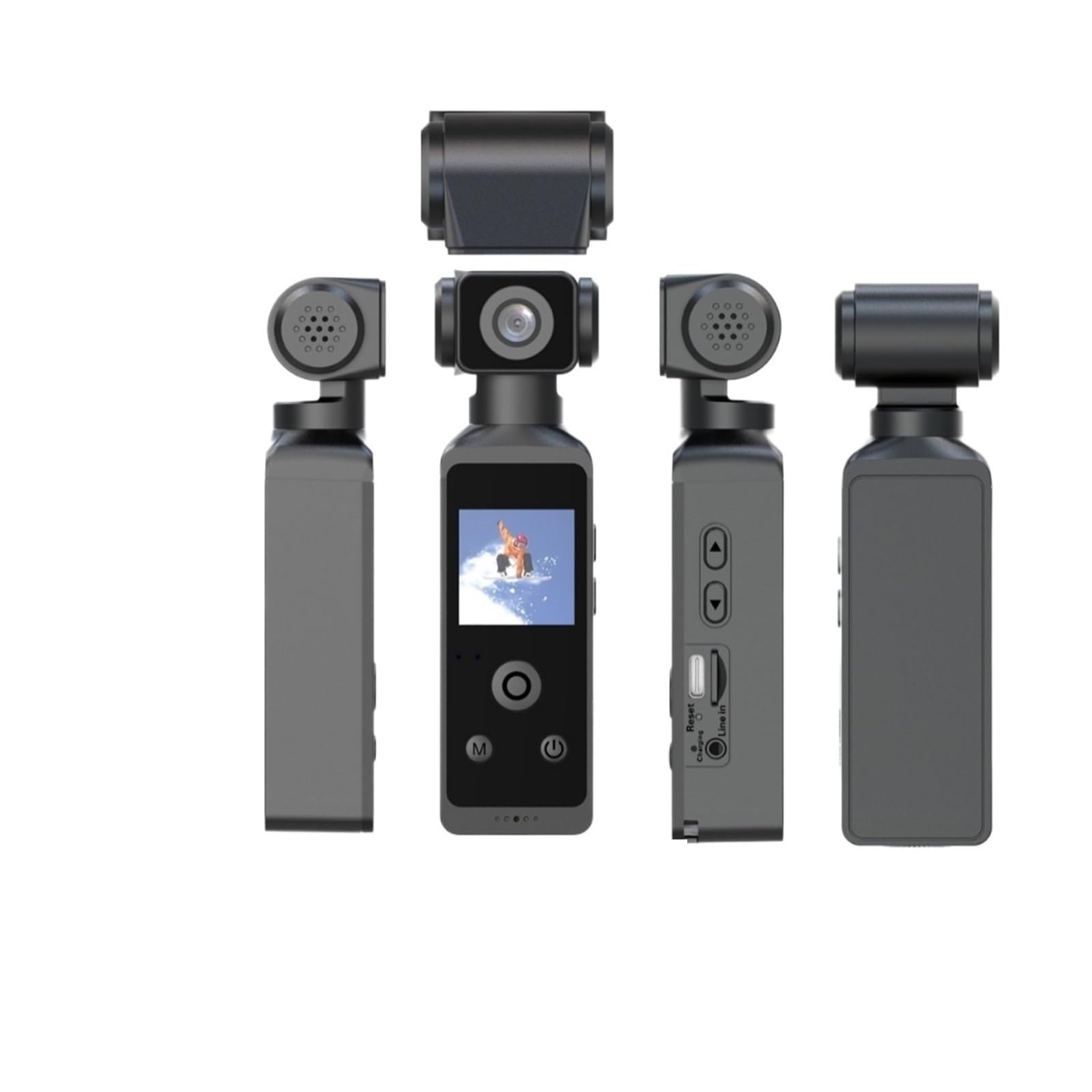 Kamera sportowa, Kamera sportowa 4K Pocket Action Camera Obrotowa wodoodporna obudowa Rower Podróż Kierowca Rejestrator,do jazdy na rowerze, motocyklu