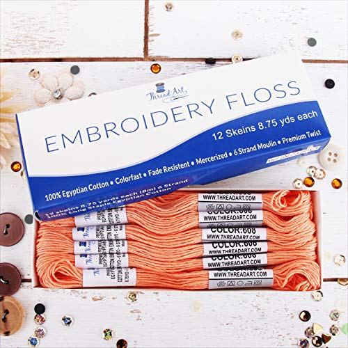 Image of 12 Skeins ThreadArt Cotton Embroidery Floss, Melon | Long fiber cotton embroidery floss for cross stitch, hand embroidery and bracelets. Six-strand floss separates easily.