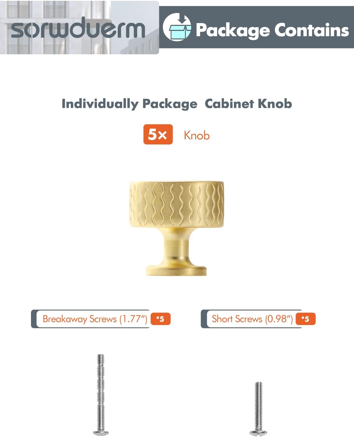 2 Pack Brushed Gold Cabinet Knobs Knurled Round Dresser Knob Kitchen Cabinet Knobs for Cabinets Brass Cabinet Pulls Hardware