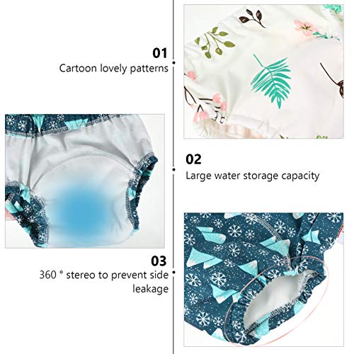 TOYANDONA 2 peças de calça de treinamento de fraldas de bebê, estampa de animal, algodão absorvente,