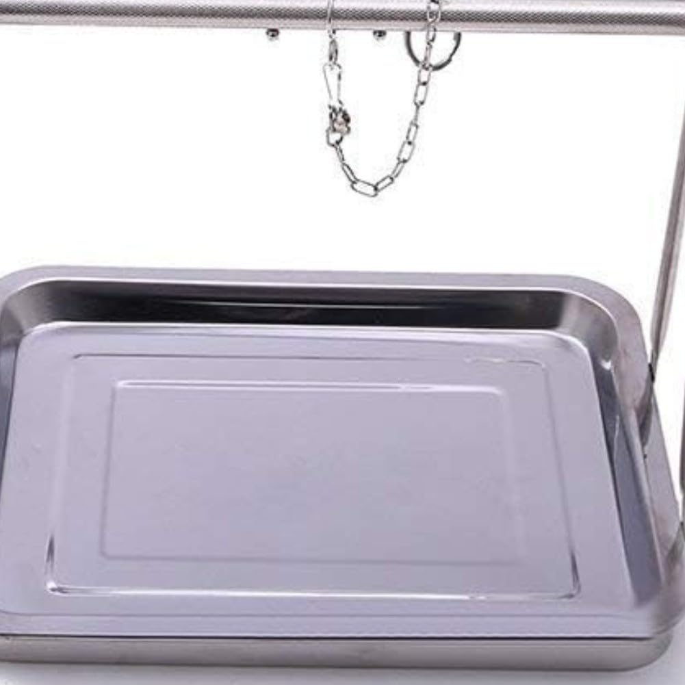 Vogelstange aus Edelstahl für kleine, mittelgroße Vögel inklusive drehbarem Haken und Easy Clean Tray System (A)